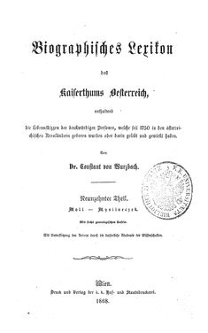 Image of the Page - (000001) - in Biographisches Lexikon des Kaiserthums Oesterreich - Moll-Mysliveczek, Volume 19