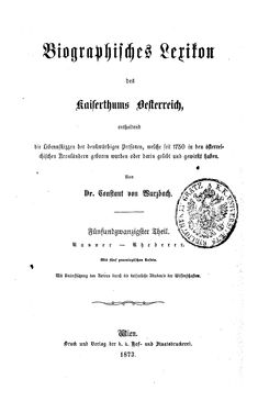 Image of the Page - (000001) - in Biographisches Lexikon des Kaiserthums Oesterreich - Rasner-Rhederer, Volume 25