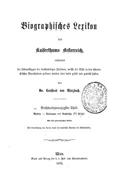 Image of the Page - (000001) - in Biographisches Lexikon des Kaiserthums Oesterreich - Rhedey-Rosenauer, Volume 26