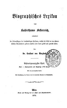 Image of the Page - (000001) - in Biographisches Lexikon des Kaiserthums Oesterreich - Saal-Sawiczewski, Volume 28