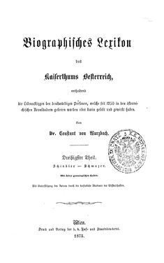 Bild der Seite - (000001) - in Biographisches Lexikon des Kaiserthums Oesterreich - Schindler-Schmuzer, Band 30