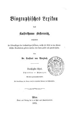 Image of the Page - (000001) - in Biographisches Lexikon des Kaiserthums Oesterreich - Schindler-Schmuzer, Volume 30