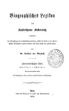 Image of the Page - (000001) - in Biographisches Lexikon des Kaiserthums Oesterreich - Schrötter-Schwicker, Volume 32