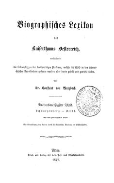 Image of the Page - (000001) - in Biographisches Lexikon des Kaiserthums Oesterreich - Schwarzenberg-Seidl, Volume 33