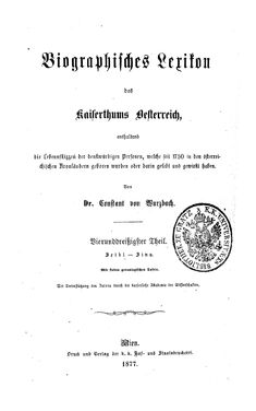Image of the Page - (000001) - in Biographisches Lexikon des Kaiserthums Oesterreich - Seidl-Sina, Volume 34