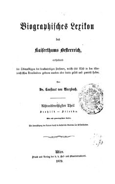 Image of the Page - (000001) - in Biographisches Lexikon des Kaiserthums Oesterreich - Stehlik-Stietka, Volume 38