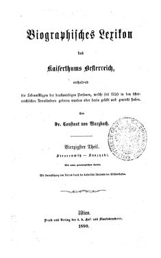 Image of the Page - (000001) - in Biographisches Lexikon des Kaiserthums Oesterreich - Streeruwitz-Suszncki, Volume 40