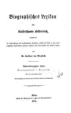 Image of the Page - (000001) - in Biographisches Lexikon des Kaiserthums Oesterreich - Trzetrzewinsky-Ullepitsch, Volume 48