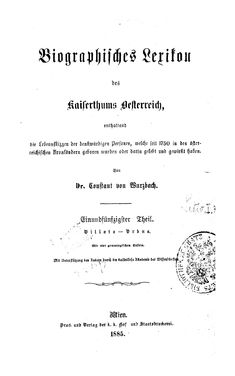 Image of the Page - (000001) - in Biographisches Lexikon des Kaiserthums Oesterreich - Villata-Vrbna, Volume 51