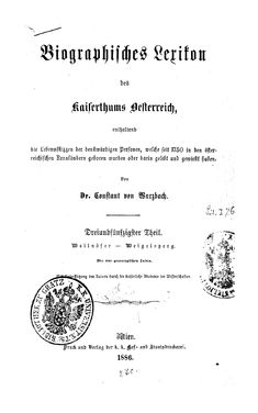 Image of the Page - (000001) - in Biographisches Lexikon des Kaiserthums Oesterreich - Wallnöfer-Weigelsperg, Volume 53