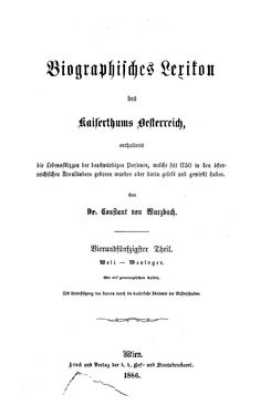 Image of the Page - (000001) - in Biographisches Lexikon des Kaiserthums Oesterreich - Weil-Weninger, Volume 54