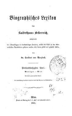 Image of the Page - (000001) - in Biographisches Lexikon des Kaiserthums Oesterreich - Weninger-Wied, Volume 55