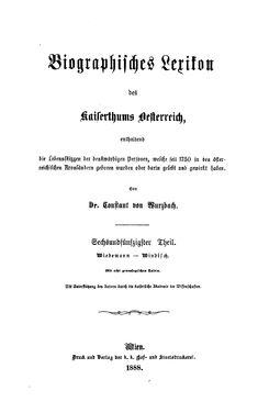 Image of the Page - (000001) - in Biographisches Lexikon des Kaiserthums Oesterreich - Wiedemann-Windisch, Volume 56