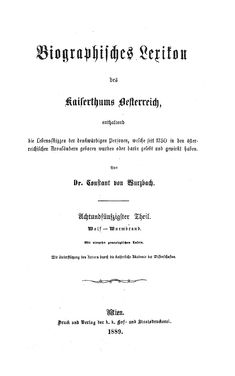 Bild der Seite - (000001) - in Biographisches Lexikon des Kaiserthums Oesterreich - Wolf-Wurmbrand, Band 58