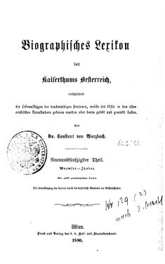 Image of the Page - (000001) - in Biographisches Lexikon des Kaiserthums Oesterreich - Wurmser-Zhuber, Volume 59