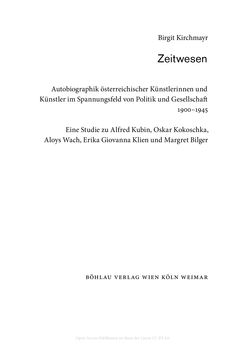 Bild der Seite - (000003) - in Zeitwesen - Autobiographik österreichischer Künstlerinnen und Künstler im Spannungsfeld von Politik und Gesellschaft 1900–1945