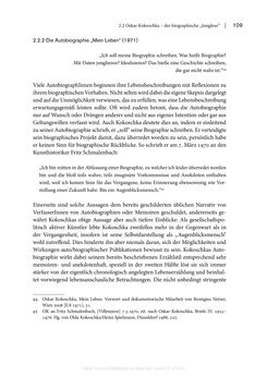 Bild der Seite - 109 - in Zeitwesen - Autobiographik österreichischer Künstlerinnen und Künstler im Spannungsfeld von Politik und Gesellschaft 1900–1945